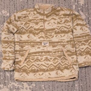 Reebok Beige and Cream Zip Up Sweater